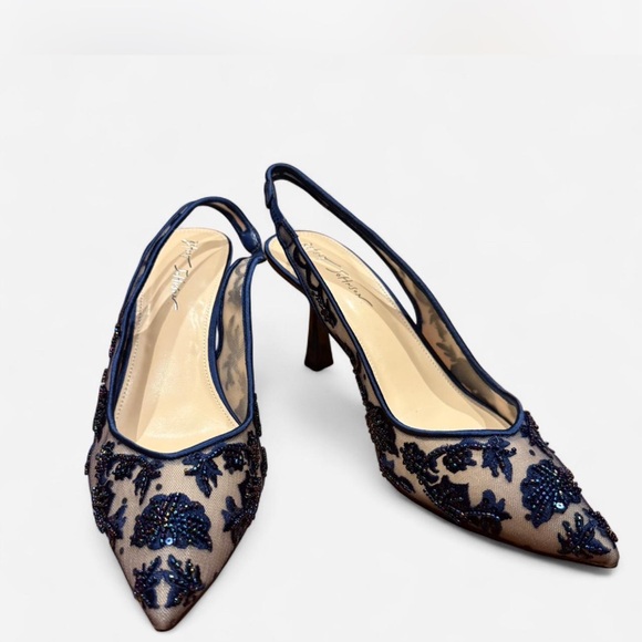 Betsey Johnson Navy Blue Embellished Heels - Picture 3 of 6
